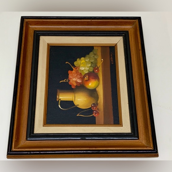 Vtg Original Oil on Canvas Wooden Framed L Habady Still Life Painting - Picture 10 of 13